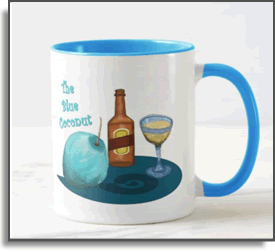 Blue Coconut Mug Island Art by Yotigo